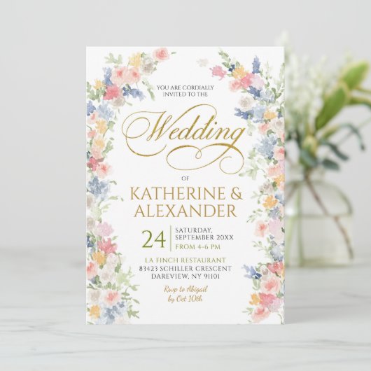 Pastel Spring Floral Wedding Save the Date Einladung (Stehend Vorderseite)