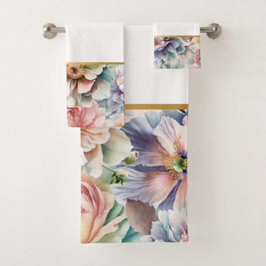 PASTEL SPRING FLORAL WHIRLPOOL BADEZIMMER TOWEL SE BADHANDTUCH SET (Insitu)