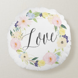 Pastel Spring Floral Wreath | Liebe Rundkissen Rundes Kissen