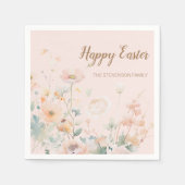 Pastel Spring Flowers Happy Oaster Serviette (Vorderseite)