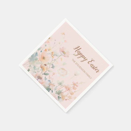 Pastel Spring Flowers Happy Oaster Serviette (Ecke)