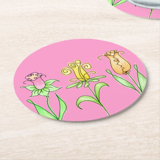 Pastel Spring Flowers Runder Pappuntersetzer (Angewinkelt)