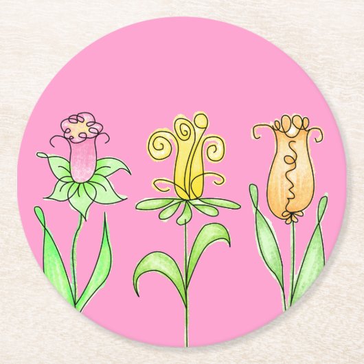 Pastel Spring Flowers Runder Pappuntersetzer (Vorderseite)