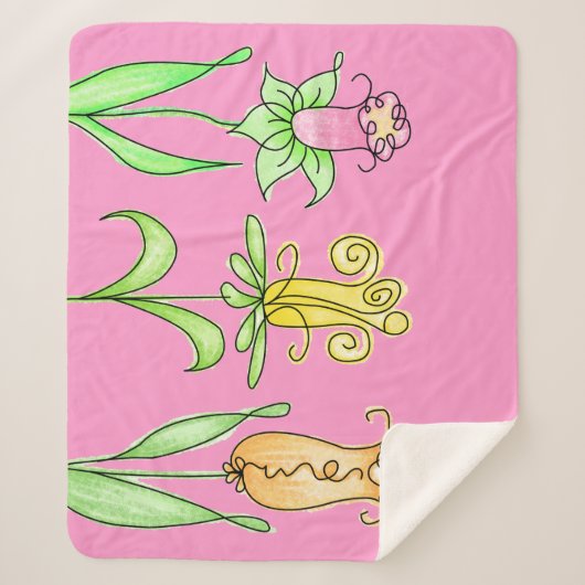Pastel Spring Flowers Sherpadecke (Vorderseite)
