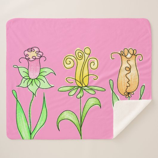 Pastel Spring Flowers Sherpadecke (Vorderseite (Horizontal))