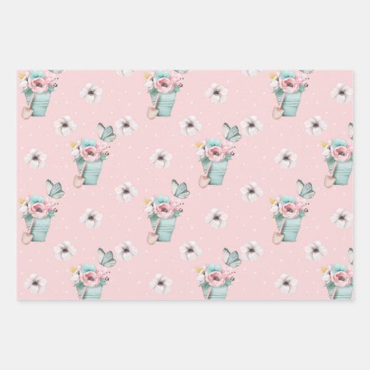 Pastel Spring Flowers Wrapping Paper Sheets Geschenkpapier Set (Vorderseite 3)