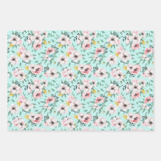 Pastel Spring Flowers Wrapping Paper Sheets Geschenkpapier Set (Vorderseite 2)