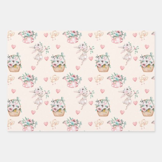 Pastel Spring Flowers Wrapping Paper Sheets Geschenkpapier Set (Vorderseite)