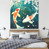 Pastel Spring Koi Blossom Leinwanddruck (Insitu (Schlafzimmer))