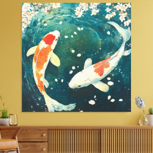 Pastel Spring Koi Blossom Leinwanddruck
