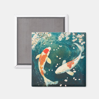 Pastel Spring Koi Blossom Magnet
