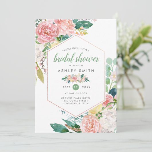 Pastel Spring | Modernes Brautparty mit Blumenrahm Einladung (Stehend Vorderseite)