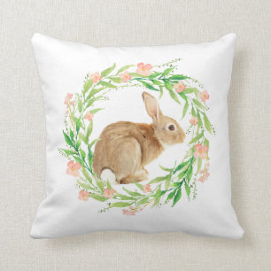 Pastel Spring Oaster Bunny Wreath Kissen