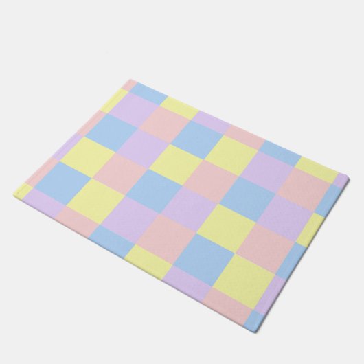 Pastel Spring Schachbretts Fußmatte (Schrägansicht)