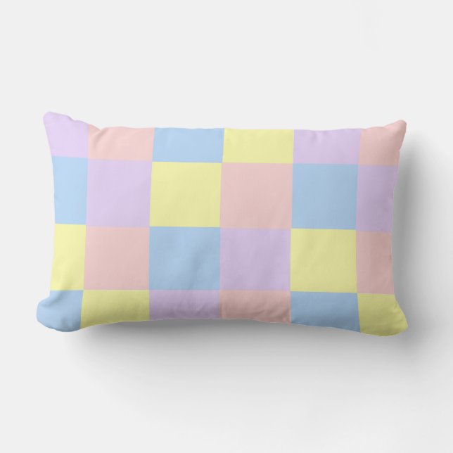 Pastel Spring Schachbretts Lendenkissen (Vorderseite)