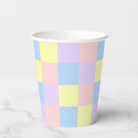Pastel Spring Schachbretts Pappbecher (Rückseite)