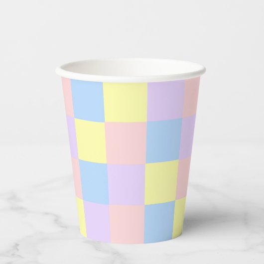 Pastel Spring Schachbretts Pappbecher (Vorderseite)