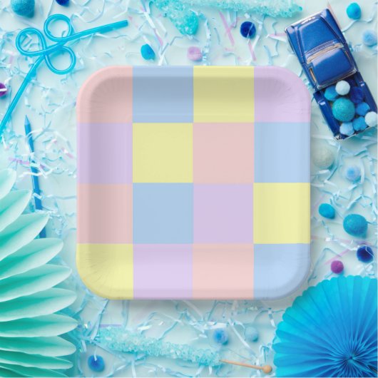 Pastel Spring Schachbretts Pappteller (Party)
