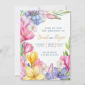 Pastel Spring Tulips Crocus Wedding Einladung (Vorderseite)