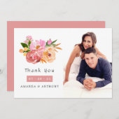 Pastel Spring Wedding Floral Wedding Foto Dankeskarte (Vorne/Hinten)