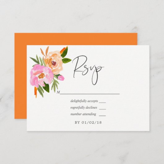 Pastel Spring Wedding Floral Wedding RSVP Karte (Vorne/Hinten)