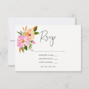 Pastel Spring Wedding Floral Wedding RSVP Karte