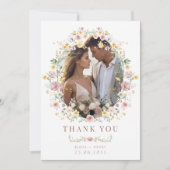 Pastel Spring Wildblume Garden Wedding Foto Dankeskarte (Vorderseite)