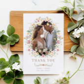 Pastel Spring Wildblume Garden Wedding Foto Dankeskarte