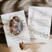 Pastel Spring Wildblume Garden Wedding Foto Dankeskarte