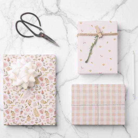 Pastel Spring Wildblume Geschenkpapier Set (Vorderseite)