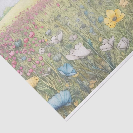 Pastel Spring Wildblume Meadow Decoupage Seidenpapier (Ausschnitt)