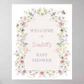 Pastel Spring Wildblumen Babydusche Willkommen Poster (Vorne)