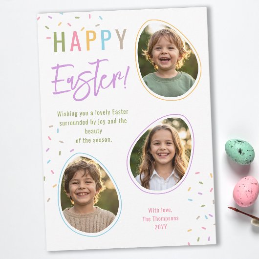 Pastel Sprinkles Easter Egg Photo Collage Easter Karte