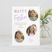 Pastel Sprinkles Easter Egg Photo Collage Easter Karte (Stehend Vorderseite)