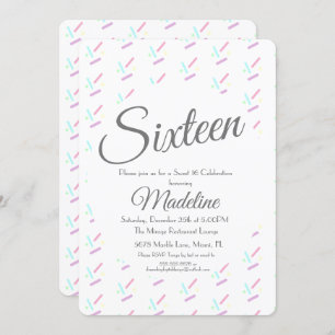 Pastel Sprinkles Ice Creme Party Süß 16 Quince Einladung