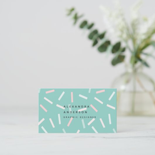 Pastel Sprinkles Minze Green Business Card Visitenkarte (Stehend Vorderseite)