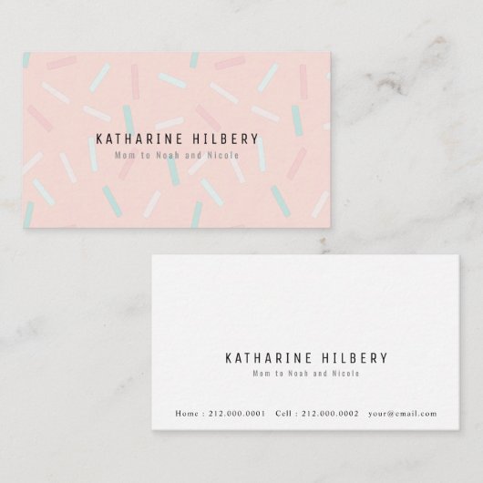 Pastel Sprinkles Pink Mommy Business Card Visitenkarte (Vorne/Hinten)