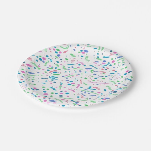 Pastel Spritzer Confetti Print Pappteller (Schrägansicht)