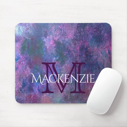 Pastel Spritzer | Pink Lila Blue Green Monogram Mousepad (Mit Mouse)