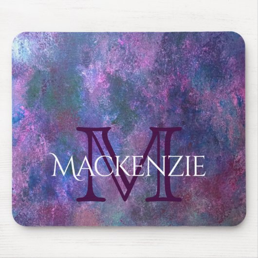 Pastel Spritzer | Pink Lila Blue Green Monogram Mousepad (Vorne)