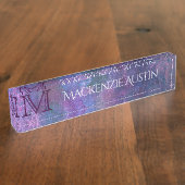 Pastel Spritzer | Pink Lila Blue Green Monogram Namensplakette (Seite)