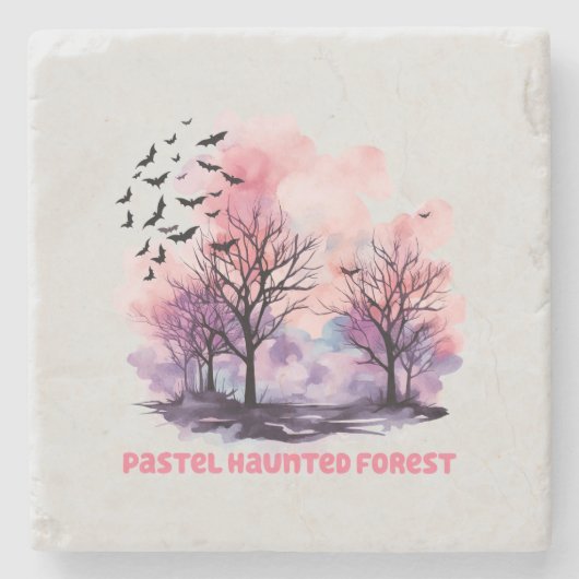 Pastel Spuk Forest Steinuntersetzer (Vorderseite)