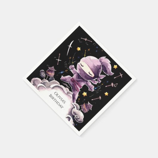 Pastel Spy Ninja Geburtstag Serviette (Ecke)