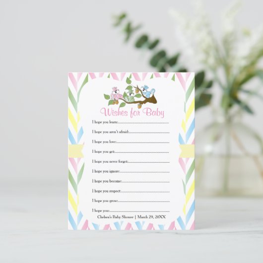 Pastel Squirrel Baby Girl Dusche - Wünsche (Stehend Vorderseite)