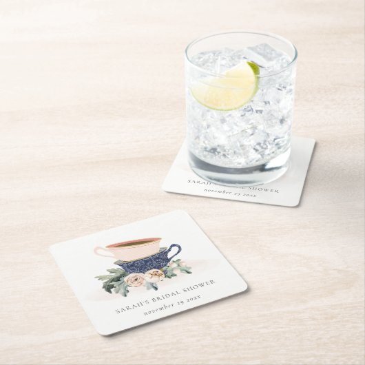 Pastel Stacks Blumenstrauß Brautparty Tee Party Rechteckiger Pappuntersetzer (Vor Ort)