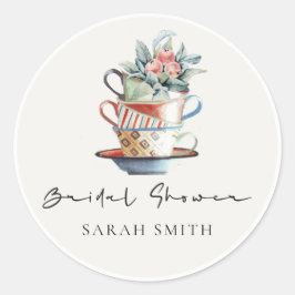 Pastel Stacks Blumenstrauß Brautparty Tee Party Runder Aufkleber