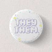 Pastel Star Confetti sie sie Pronouns Button (Vorderseite)