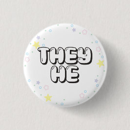 Pastel Star Confetti they/He Pronouns Button