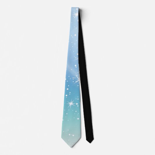 Pastel Starry Sky Blue Gradient Moon Galaxy Design Krawatte (Vorderseite)