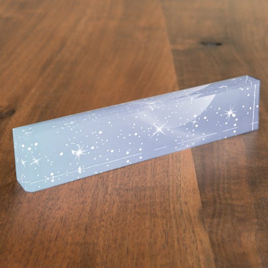 Pastel Starry Sky Blue Gradient Moon Galaxy Design Namensplakette (Seite)